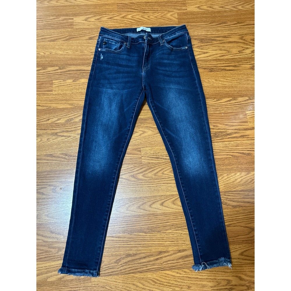 KanCan Dark Wash Raw Hem Skinny Jeans Size 13/30 KC7321D Distressed Denim